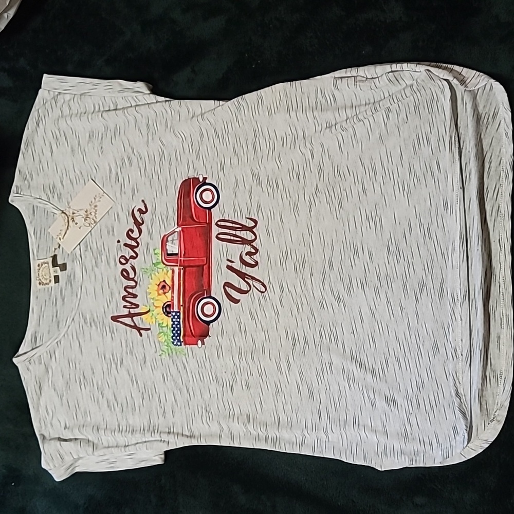 Small tee shirt with sunflowers & red truck